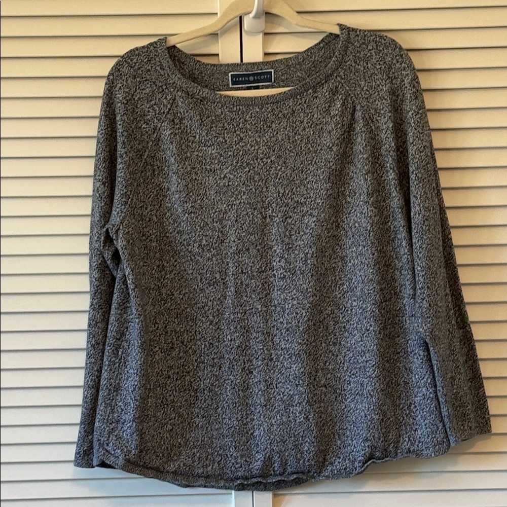 Karen Scott Heathered Knit Sweater Top Size XL